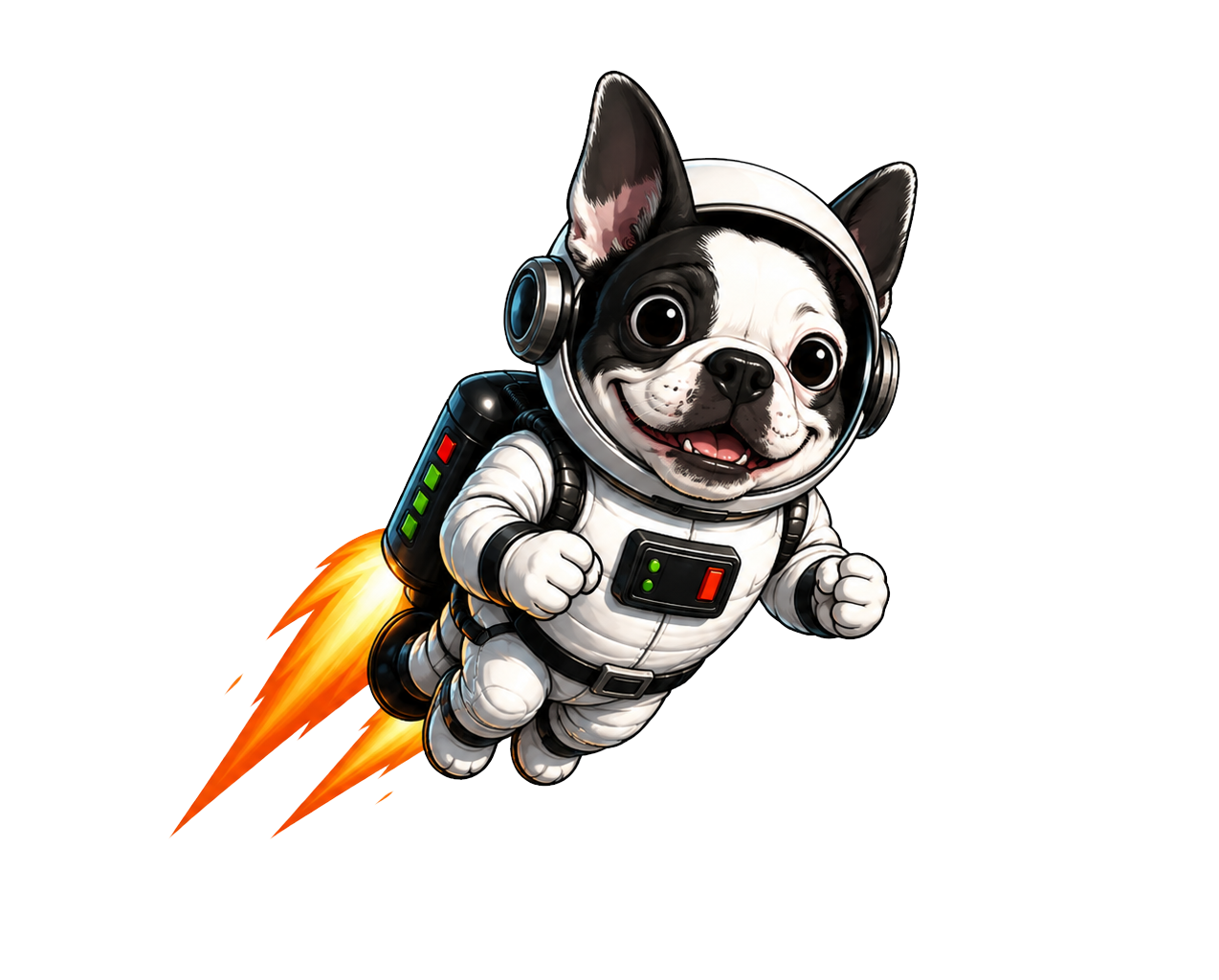 OverToad frog astronaut launching into space